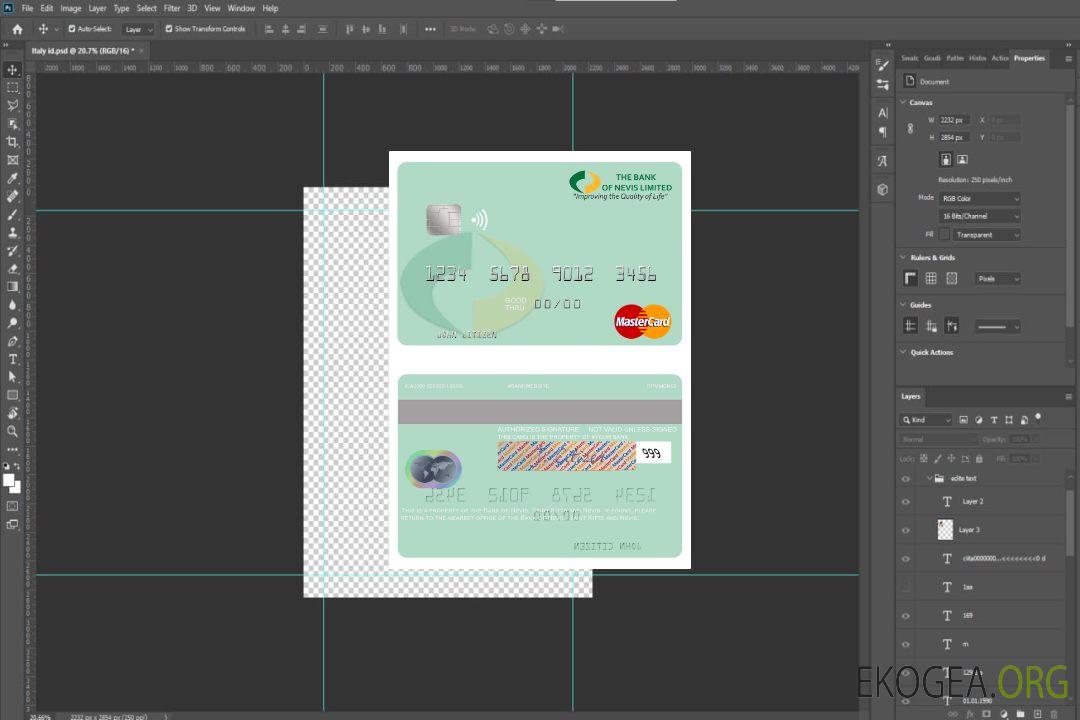 Carte Mastercard de la Banque de Nevis de Saint-Kitts-et-Nevis template